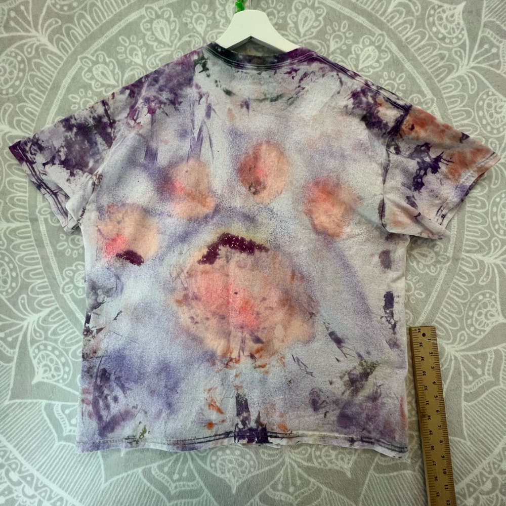 CLEMSON TIE DYE ART TO WEAR T TEE SHIRT TOP ORANGE PURPLE 🐾 PAW PRINTS L LARGE - Picture 3 of 14